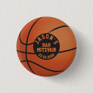 Badge Rond 2,50 Cm Bar de basket-ball Orange personnalisé Mitzvah Fa