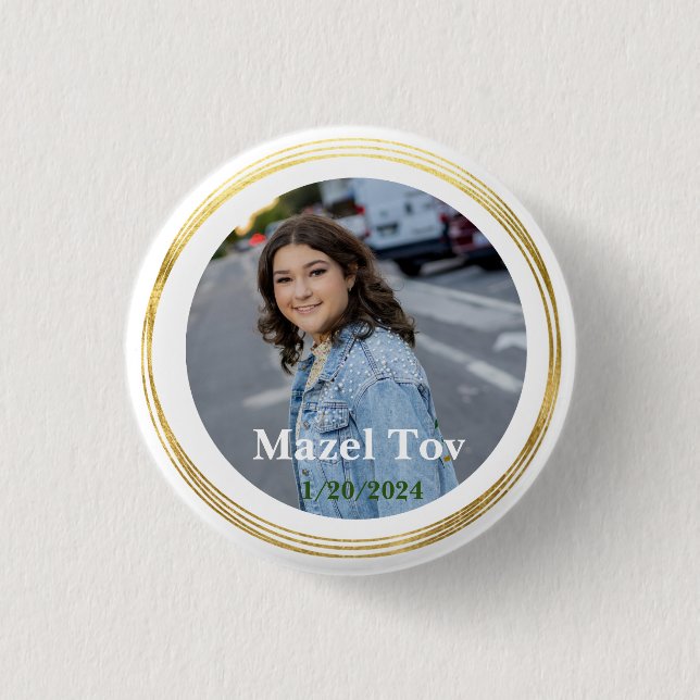 Badge Rond 2,50 Cm Bar moderne Mitzvah f 13e anniversaire Fête (Devant)