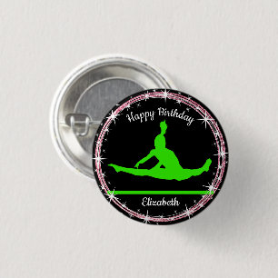 Badge Rond 2,50 Cm Bars de gymnastique Anniversaire en Lime Vert et N