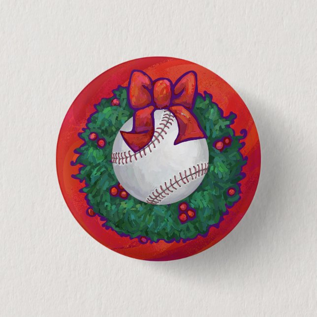 Badge Rond 2,50 Cm Baseball en couronne rouge (Devant)