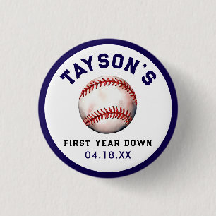 Badge Rond 2,50 Cm Baseball première année bas 1er anniversaire