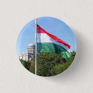 Badge Rond 2,50 Cm Basilique d'Esztergom et drapeau hongrois