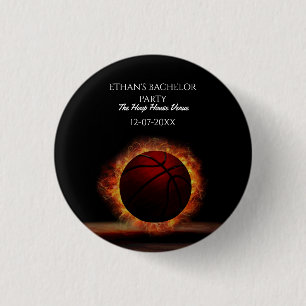 Badge Rond 2,50 Cm Basket-ball orange noir Bachelor / Fête d'annivers