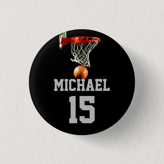 Badge Rond 2,50 Cm Basket-ball Votre nom (Devant)