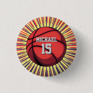 Badge Rond 2,50 Cm Basket-ball Votre nom Pop Art