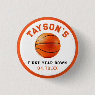 Badge Rond 2,50 Cm basketball première année bas 1er anniversaire