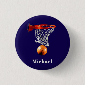 Badge Rond 2,50 Cm Basketball Remplacez par Votre Nom