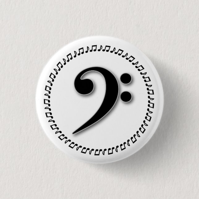 Badge Rond 2,50 Cm Bass Clef Music Note Design (Devant)