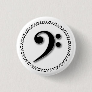 Badge Rond 2,50 Cm Bass Clef Music Note Design