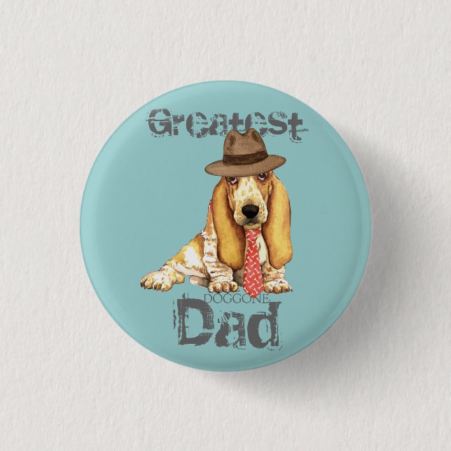 Badge Rond 2,50 Cm Basset papa (Devant)