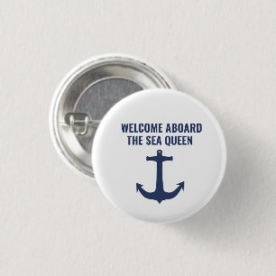 Badge Rond 2,50 Cm Bateau à voile Cadeau Bienvenue à bord Ancre nauti
