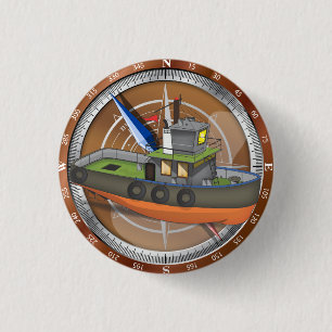 Badge Rond 2,50 Cm Bateau remorqueur