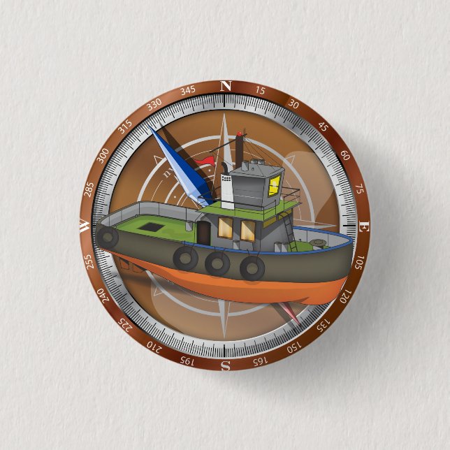 Badge Rond 2,50 Cm Bateau remorqueur (Devant)