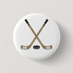 Badge Rond 2,50 Cm Bâtons de hockey et fusée de Pinback de galet