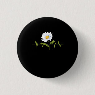 Badge Rond 2,50 Cm Battement de coeur de marguerite