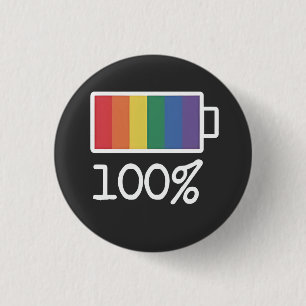 Badge Rond 2,50 Cm Batterie 100% Gay Funny LGBT Pride Mois Égalité