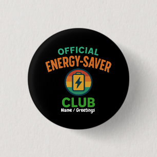 Badge Rond 2,50 Cm Batterie rétro officielle du Club Économie d'énerg