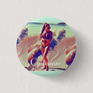 Badge Rond 2,50 Cm Beach Girl Thunder_Cove