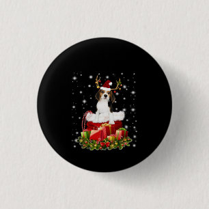 Badge Rond 2,50 Cm Beagle Reindeer présent cadeau de Noël