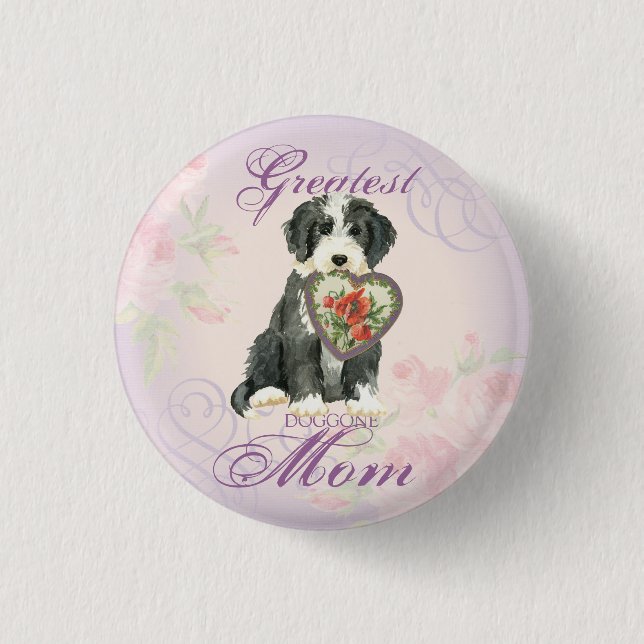Badge Rond 2,50 Cm Beardie Heart Maman (Devant)