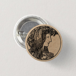 Badge Rond 2,50 Cm Beau Bouton Art Nouveau