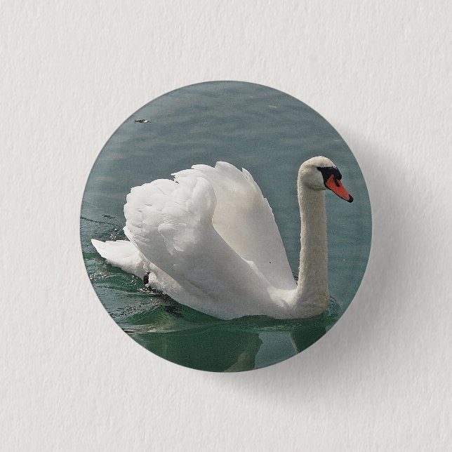 Badge Rond 2,50 Cm Beau cygne blanc (Devant)