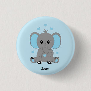 Badge Rond 2,50 Cm Beau éléphant en bleu pour les garçons