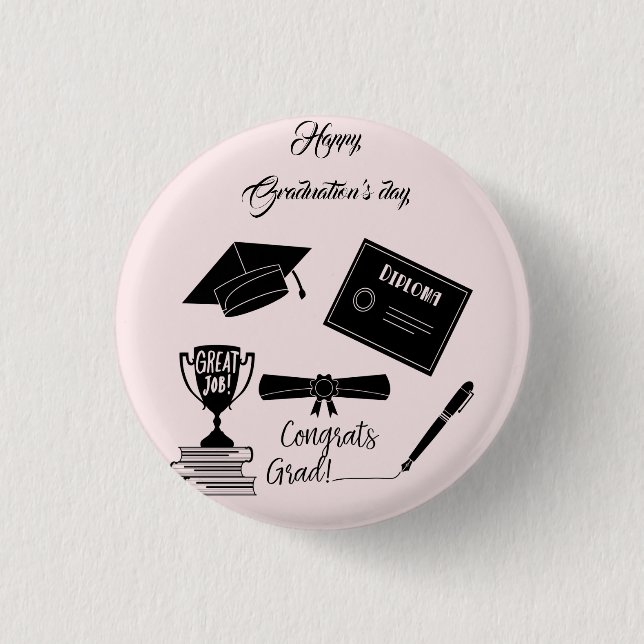 Badge Rond 2,50 Cm Beau Joyeux Joyeux jour de Graduations (Devant)