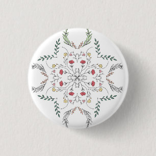 Badge Rond 2,50 Cm Beau motif floral, mandala