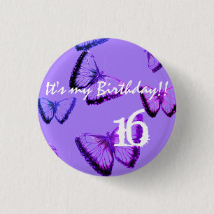 Badge Rond 2,50 Cm Beau papillon personnalisé C'est mon anniversaire 
