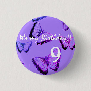 Badge Rond 2,50 Cm Beau papillon personnalisé C'est mon anniversaire 