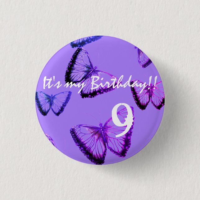 Badge Rond 2,50 Cm Beau papillon personnalisé C'est mon anniversaire  (Devant)