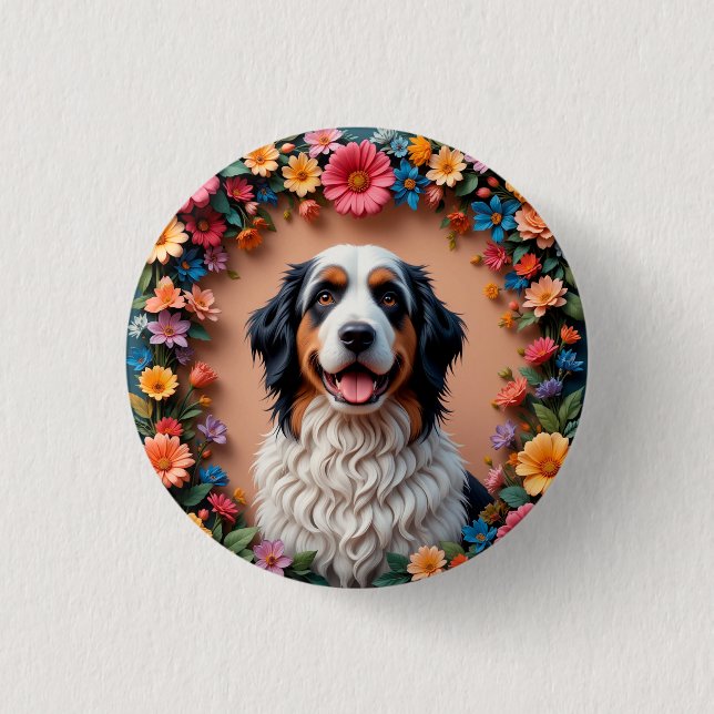Badge Rond 2,50 Cm Beau portrait de chien (Devant)