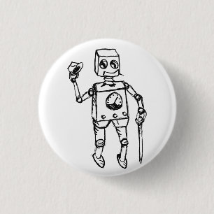 Badge Rond 2,50 Cm Beau Robot, le brave gentleman sur un