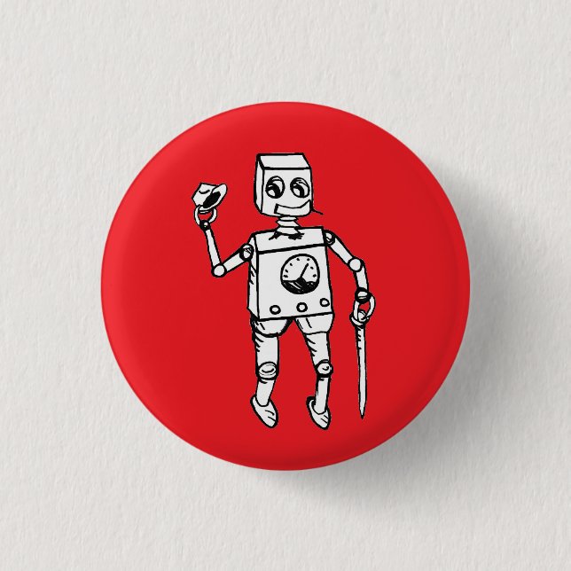 Badge Rond 2,50 Cm Beau robot par Fred Wilder en rouge (Devant)