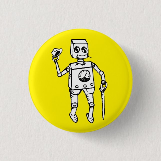 Badge Rond 2,50 Cm Beau robot par Fred Wilder sur Yellow (Devant)