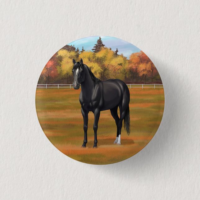 Badge Rond 2,50 Cm Beau Stallion Cheval du Quartier Noir (Devant)