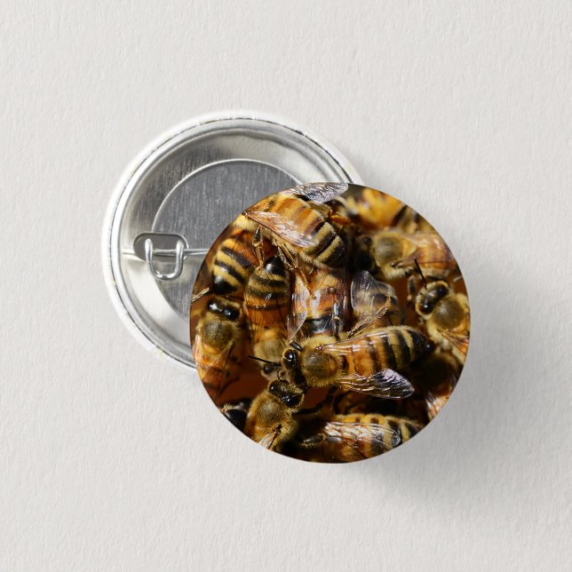 Badge Rond 2,50 Cm Beaucoup d'abeilles de miel (Devant & derrière)
