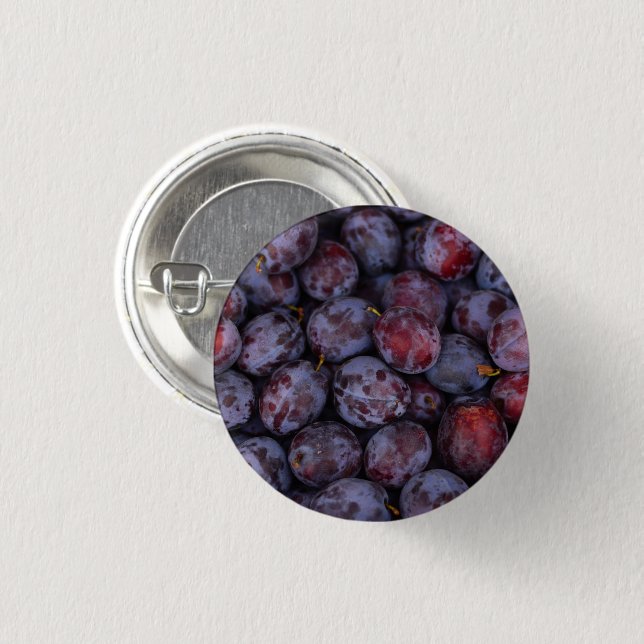 Badge Rond 2,50 Cm Beaucoup de prunes violettes fraîches (Devant & derrière)