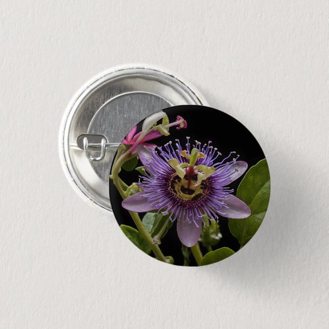 Badge Rond 2,50 Cm Beauté énigmatique : Fleur de passion violette (Devant & derrière)