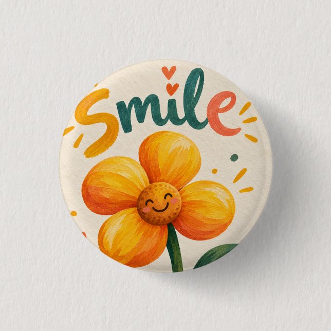 Badge Rond 2,50 Cm beautiful flower button  (Devant)