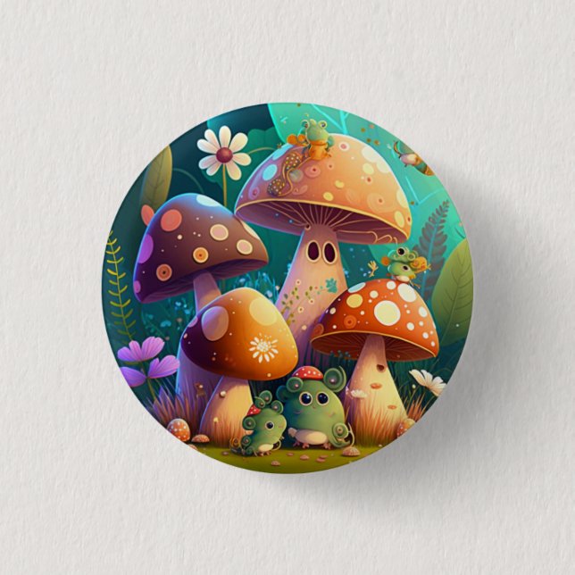 Badge Rond 2,50 Cm Beaux champignons mignons (Devant)
