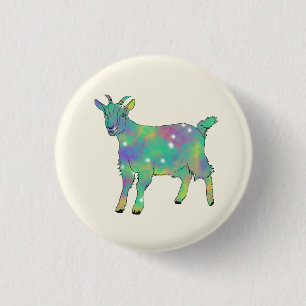 Badge Rond 2,50 Cm Bébé chèvre mignonne coloré vert Funky Animal 