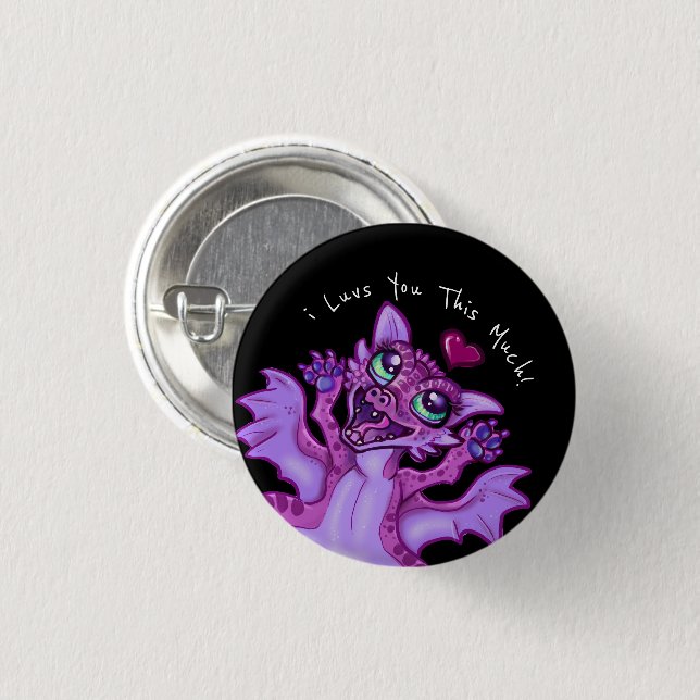 Badge Rond 2,50 Cm Bébé Dragon Love (Devant & derrière)