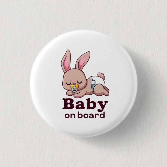 Badge Rond 2,50 Cm Bébé mignon Singe "Baby on Board" Voiture (Devant)