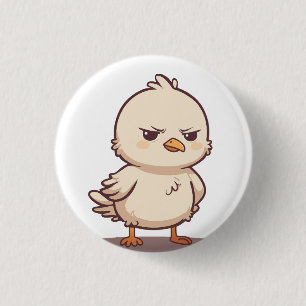 Badge Rond 2,50 Cm Bébé Oiseau Drôle et Grincheux Dessin Animé Kawaii