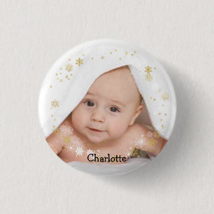 Badge Rond 2,50 Cm Bébé personnalisé dans un cadre de flocon de ne