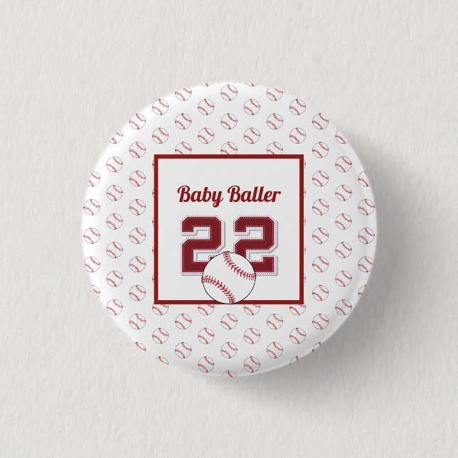 Badge Rond 2,50 Cm Bébé rouge et blanc (Devant)