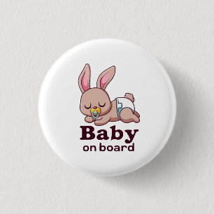 Badge Rond 2,50 Cm Bébé Singe Mignon Endormi "Bébé à Bord" Voiture