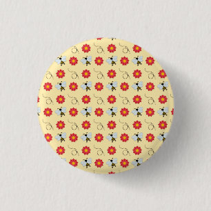 Badge Rond 2,50 Cm Bee Honey and Flower